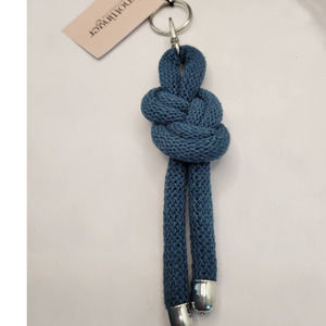 Figure 8 Knotted Rope Keyring Key Chain Bag Charm Peacock Blue